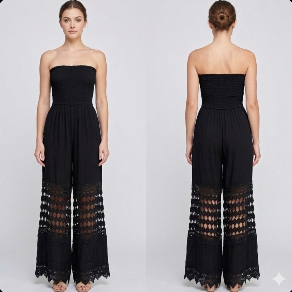 Justify Strapless Ruched Bodysuit Black Minimalist Clean Girl Capsule NWT L